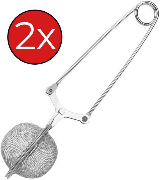 Theezeef voor Losse Thee - RVS Thee Ei Thee Infuser Theefilter voor Losse Thee - Zilver - 2 PACK