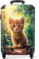 Bol.com NoBoringSuitcases.com® - Kinderkoffer - Kindertrolley - Rode kitte in de groene natuur - Handbagage koffer lichtgewicht ... aanbieding