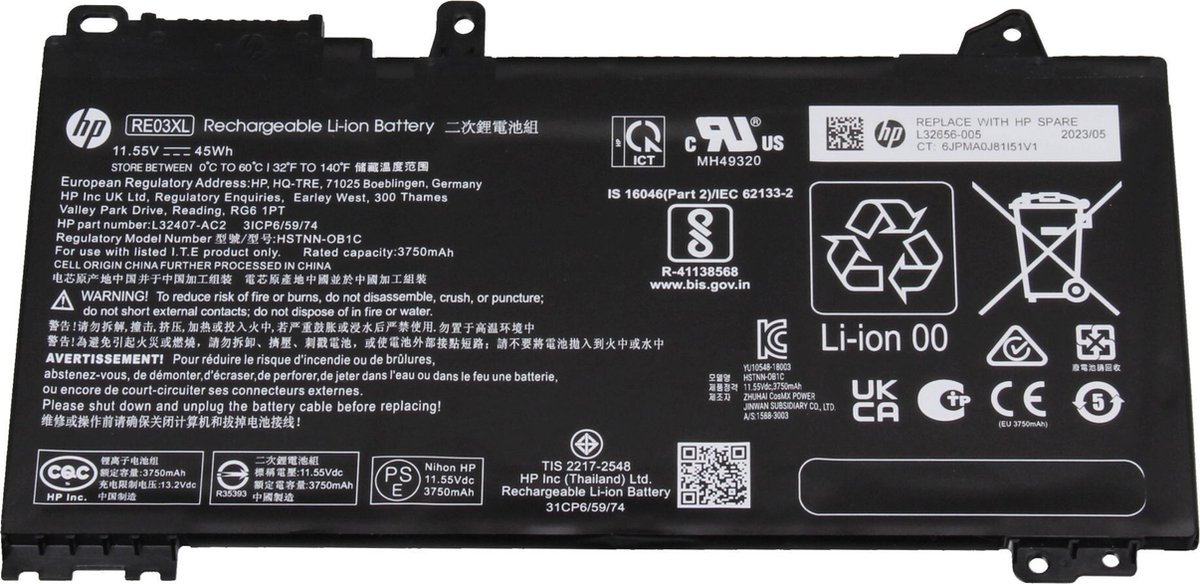 HP L32407-AC2 Batterij - 45Wh