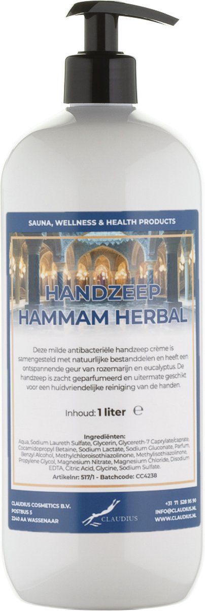 Goedkoopste Handzeep Hammam Herbal 1 liter - met gratis pomp