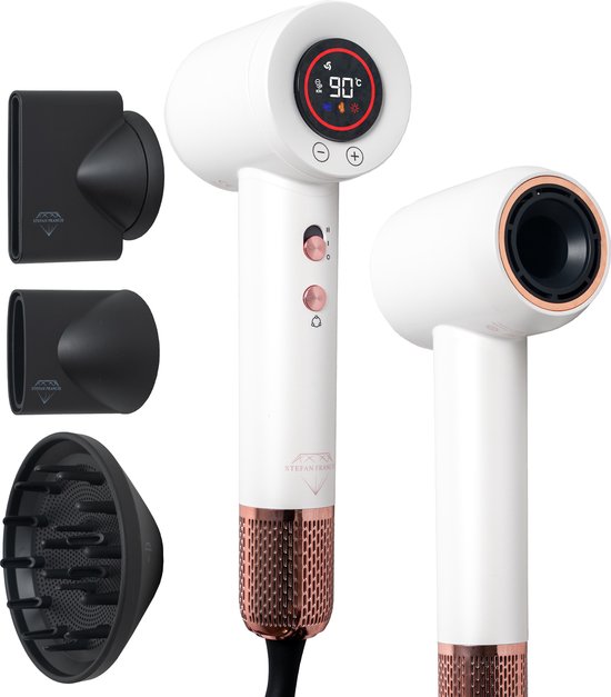 Foto: Stefan francis ionicdry haardroger hairdryer 13 temperatuur instellingen lcd scherm fohn fohn met diffuser en blaasmond ionentechnologie 2000 w