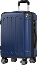 TRVLMORE Bagage à main à Main à Roues - Extensible - Serrure à Combinaison TSA - 54x36x22cm - Trolley 45L - Bleu Foncé