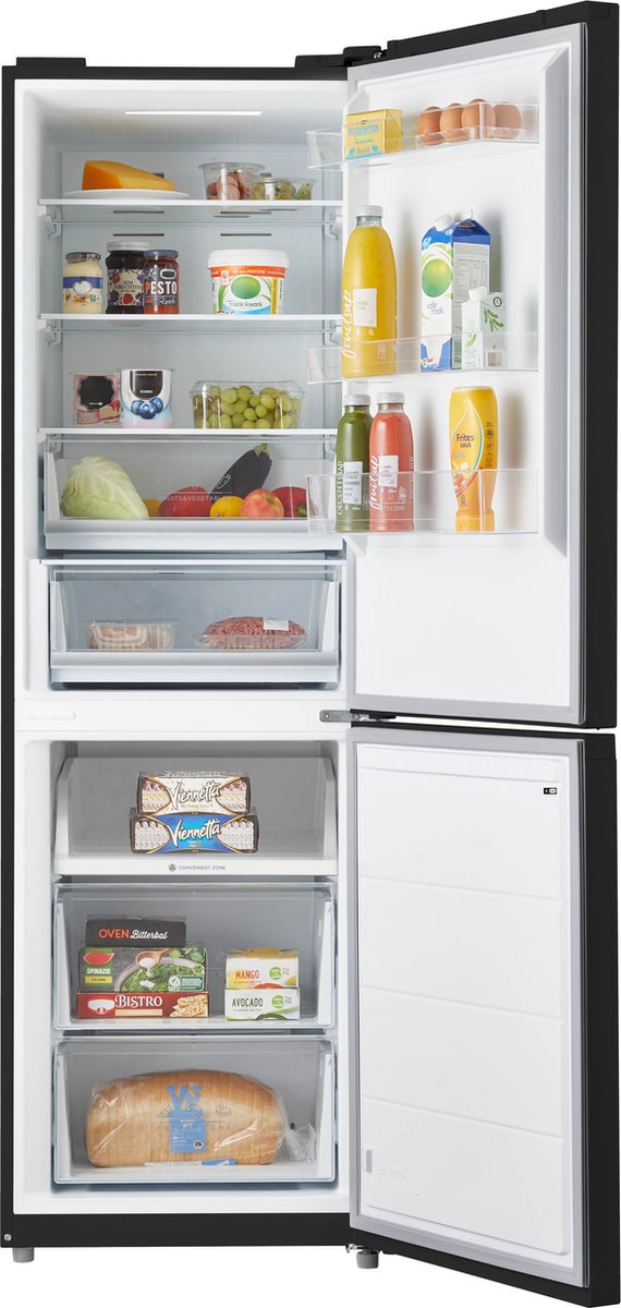 Inventum KV1850B No Frost energiezuinige koel-vriescombinatie - 185 cm hoog - 338 liter - Zeer stil: 35 dB - Superkoelen - Supervriezen - Energielabel C - Vrijstaand - Zwart — afbeelding 4