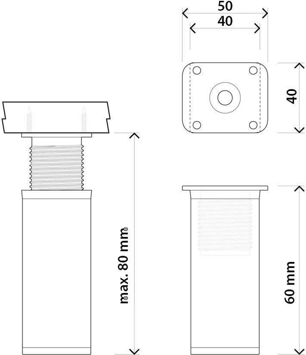Juego De 4 Elevadores Para Muebles Al. 10 Cm Negro 10-37 Mm | Cuotas