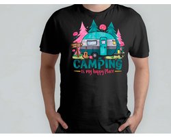 The Camping is my happy place - T Shirt - Camping - CampLife - CampVibes - TentLife - Kamperen - KampeerLeven - KampeerVibes - TentLeven
