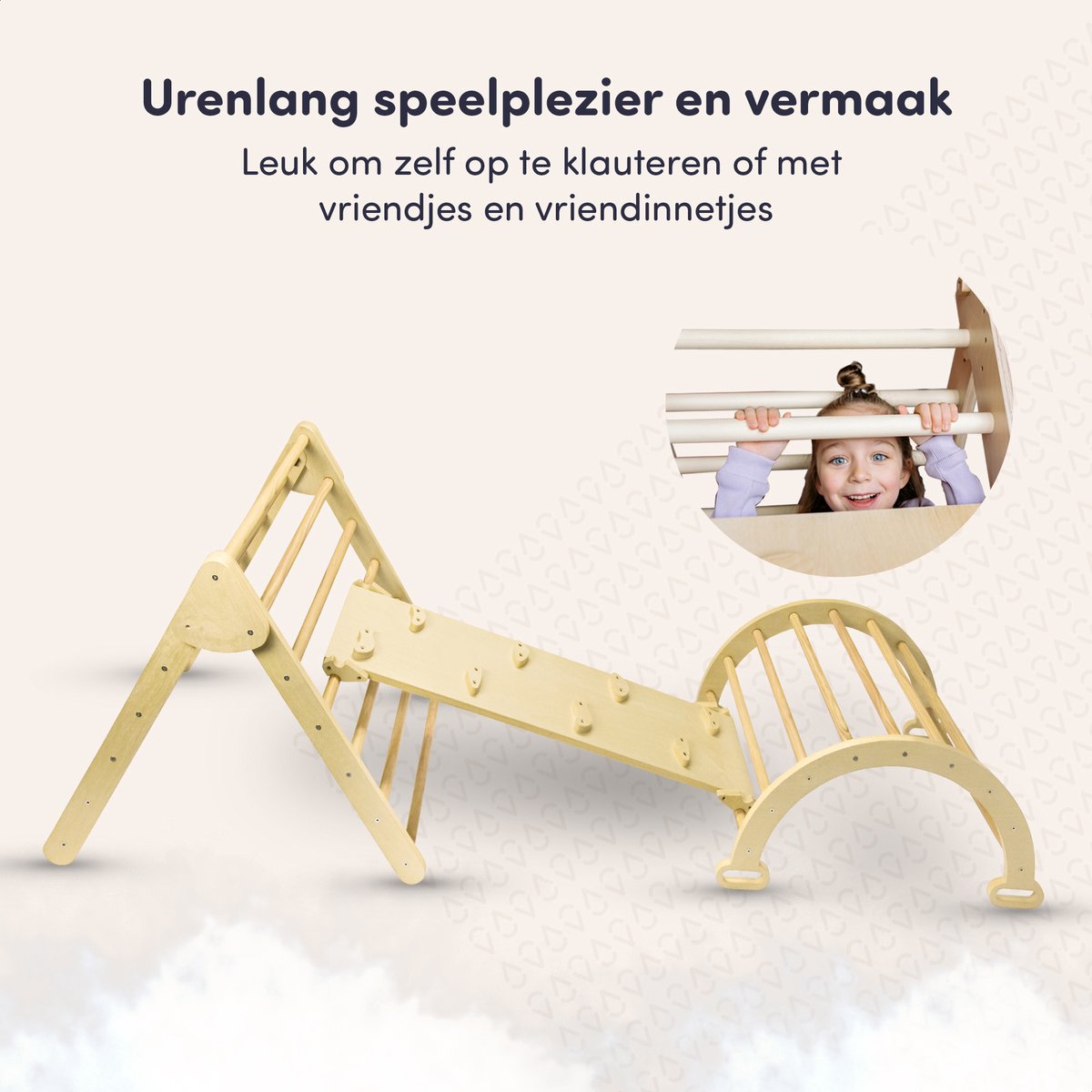 Skye & Scott Houten Klimrek - Pikler met Klimboog - Klimdriehoek met Glijbaan - Berkenhout — afbeelding 4