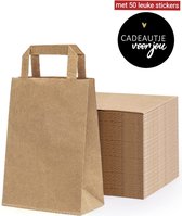 50 sacs de transporteur de Brown / Sacs de transport en papier dans le papier d'emballage avec les oreilles plates 18x8x22cm