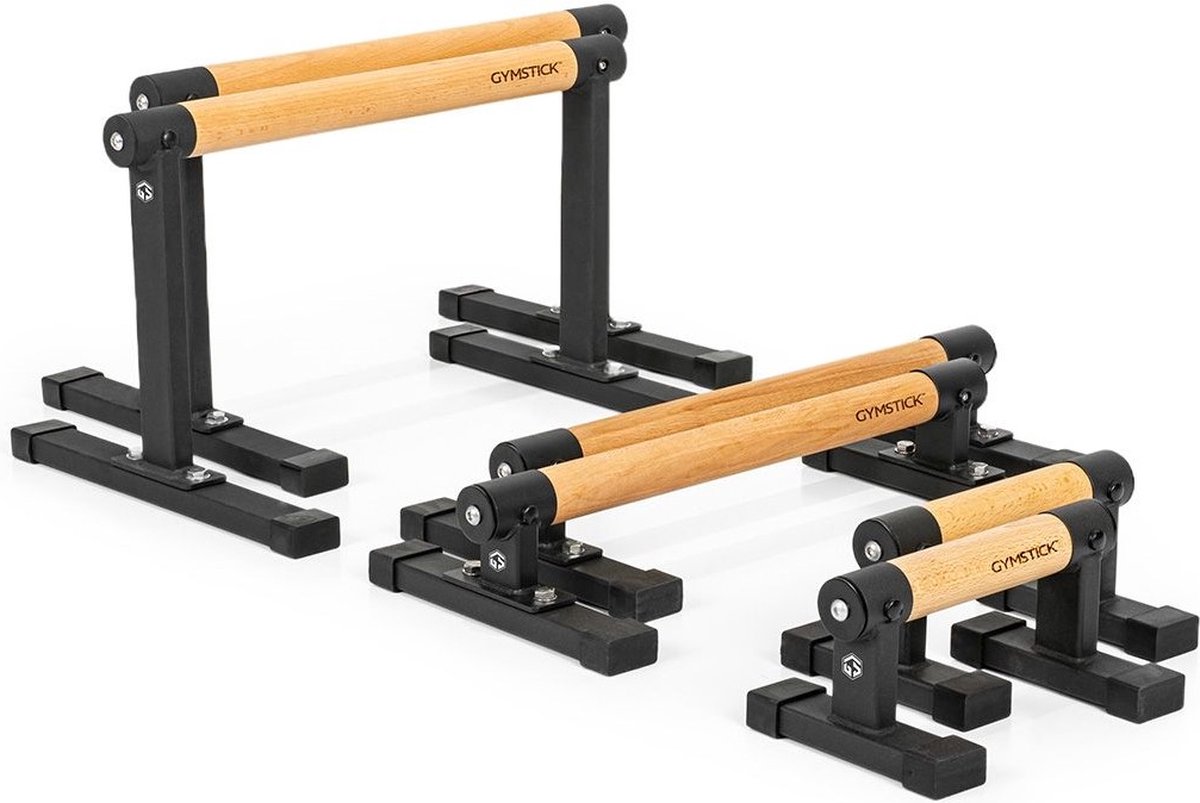 Gymstick Premium Parallettes - Opdruksteunen - Hout/Zwart - S