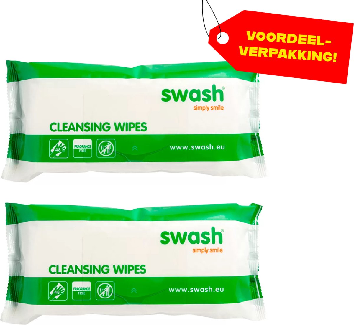 Goedkoopste 2x Swash Cleansing Wipes Parfumvrij - Voordeelverpakking!
