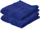 2x Luxe handdoeken blauw 50 x 90 cm 550 grams - Badkamer textiel badhanddoeken