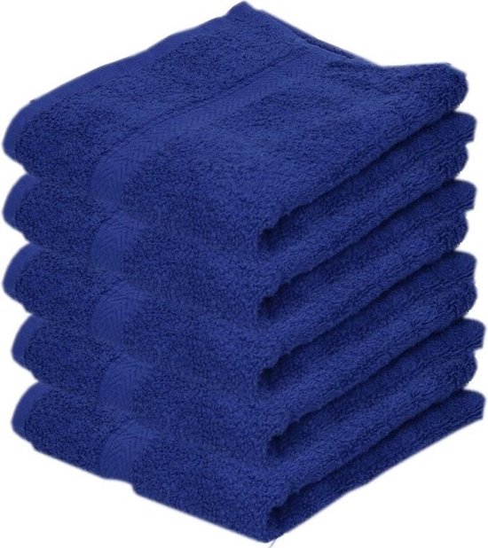 5x Luxe handdoeken blauw 50 x 90 cm 550 grams - Badkamer textiel badhanddoeken