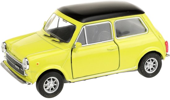 Welly Speelgoed Mini Cooper auto - geel - die-cast metaal - 10 cm - Model 1300