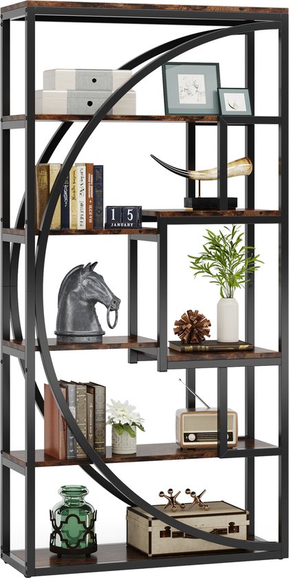Relaxdays Staande Kast Industrieel Design Boekenkast Dwars Met 3 Vakken H X B X D  80 X 95 X 35 Cm Pb Metaal Bruin Zwart