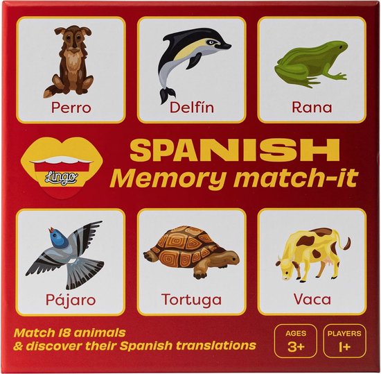 Foto: Lingo spaanse memory match it matching memory kaartspel educatieve flashcards voor de spaanse taal leuke woordenschatbouwer 17x17x2cm 95gr