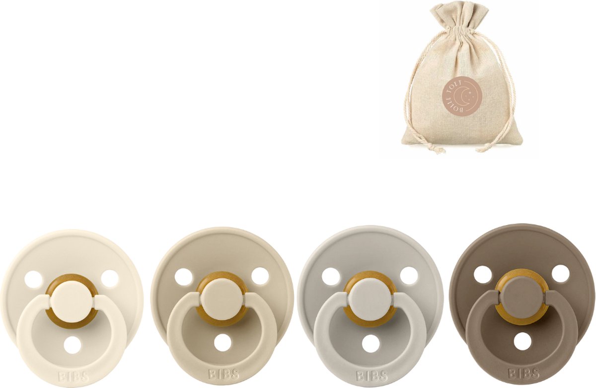 Goedkoopste BIBS spenen rond - vanilla, ivory, sand en dark oak T2 speenzakje