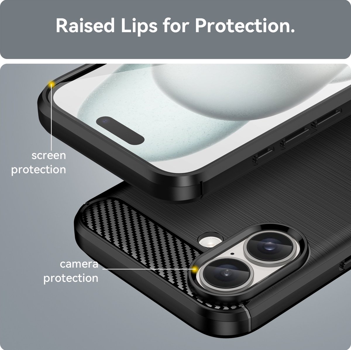 Mobigear Hoesje geschikt voor Apple iPhone 16 Pro Max Telefoonhoesje Flexibel TPU | Mobigear Brushed Slim Backcover | iPhone 16 Pro Max Case | Back Cover - Zwart