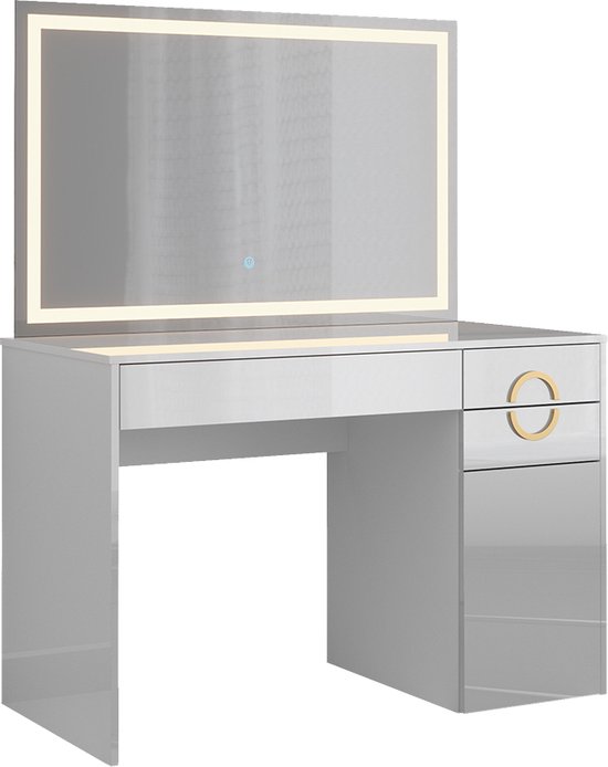 Vicco Beautytisch avec lumière Adela, Wit, 115 cm avec miroir LED