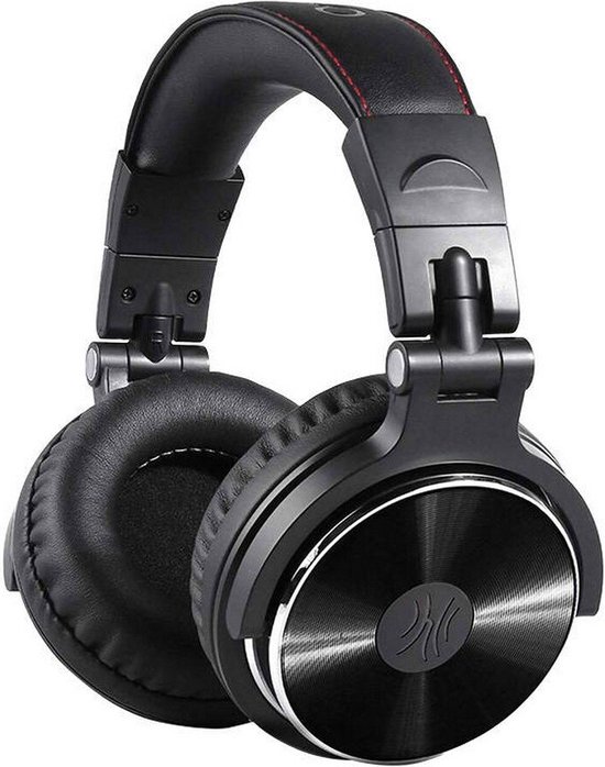 Zwarte Studio DJ koptelefoon met dikke, gevoerde oorschelpen en een metalen accent.
