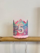 Verjaardagskroon-kroon verjaardag meisje-zeemeermin kroon-5 jaar-themafeest mermaid-fotoshoot accessoire-birthday crown
