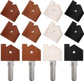 4 Stuks Leren Sleutelhoesjes met 8 Sleutelringen 25mm - Sleutellabels Onderscheider - Sleutelkapjes Sleutelhangers - Sleutelbeschermer Tags voor Volwassenen - Sleutel Hoes/Caps - Sleutelhoes Labels met Ring - Keychain Sleutelhouder - Key Sleutelclip