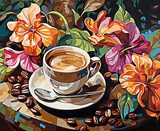 Schilderen op nummer Volwassenen – Kopje koffie - 40 x 50 centimeter