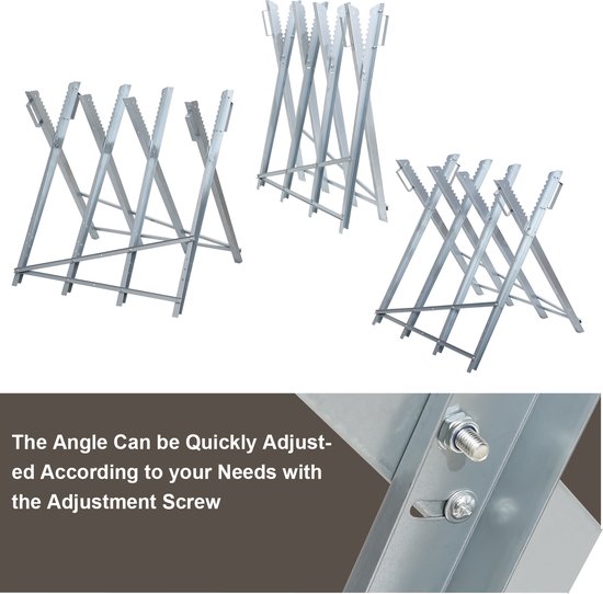 Zaagbok Opvouwbaar kettingzaagbok Gegalvaniseerd zaagbok tot 150 kg 80x81x80cm - Zilver van Merkloos	 — afbeelding 5