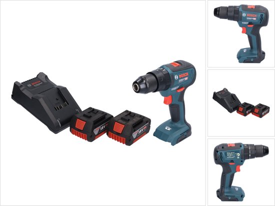 Bosch GSB 18V-55 Professionele accu klopboormachine 18 V 55 Nm borstelloos + 2x accu 5.0 Ah + lader