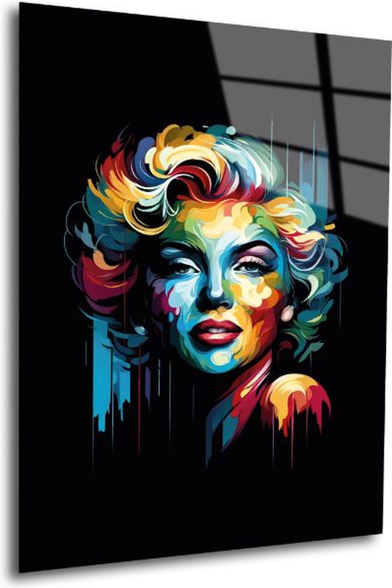 Indoorart - Glasschilderij abstract Marilyn 40x60 CM - Afbeelding op plexiglas - Inclusief montagemateriaal