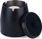 Cendrier - Cendrier d'extérieur - Avec couvercle - Acier inoxydable - Zwart
