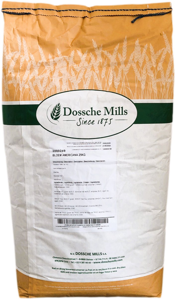 Bloem Americana 25kg – Professionele tarwebloem voor brood, pistolets, pizza & focaccia, klaaskoeken, rozijnenbrood, gevulde broden, vlechtbrood – Bakingrediënt van bakkerskwaliteit
