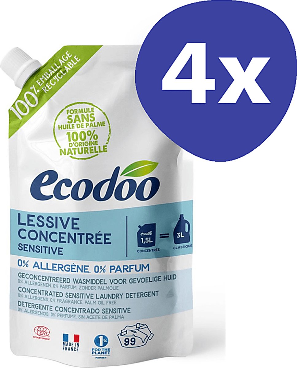 Goedkoopste Ecodoo Geconcentreerd Wasmiddel - Sensitive (4x 1,5L