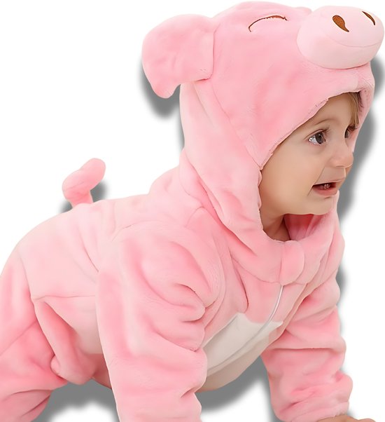 BoefieBoef Varken Dieren Baby Onesie Romper Pyjama - Carnaval - Baby & Peuter Verkleedkleding - Verkleedkostuum - Kinder Dierenpak - Dreumes Kruippak - Boxpak - Baby & Peuter & Kleuter 2 tot 4 jaar