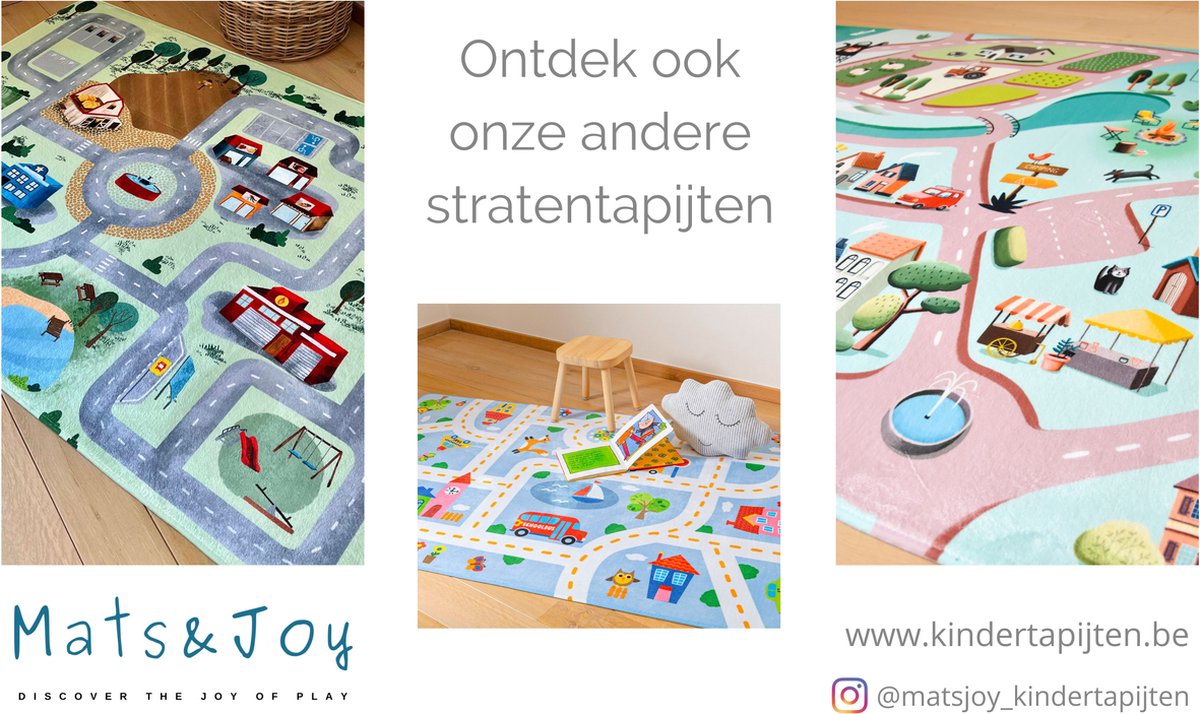 Mats & Joy® City Auto Speelmat 130x130cm - Fluweelzacht Speeltapijt - Anti-slip Speelkleed - Wasbaar Autokleed - Auto Tapijt — afbeelding 7
