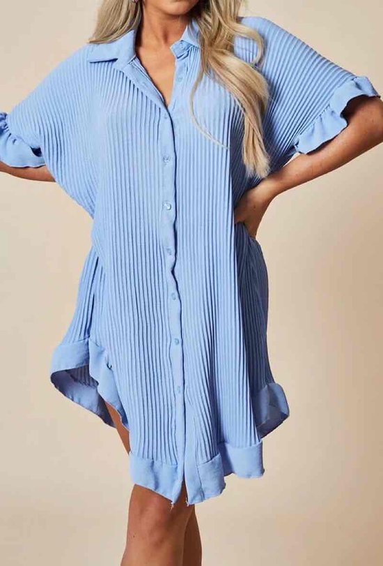 Estee Brown MIDI SHIRT Spring 2024 DRESS WVN-Bleu- Dames Jurk - Maat S