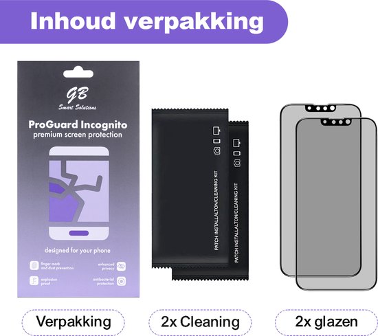 Protecteur d'écran GB ProGuard Incognito Privacy conçu pour iPhone 13 - 13 Pro - 14 - 2 pièces