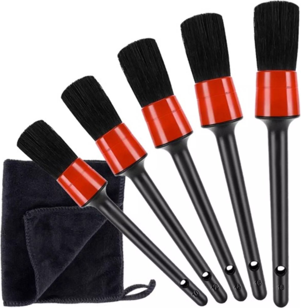 Goedkoopste Xtrobb Detailing Borstels 5 Stuks met Doek - Perfecte Autoverzorging