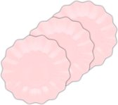 Givi Italia Feestbordjes - schulprand - 24x - baby roze - rond - papier/karton - 27cm - duurzaam - wegwerpbordjes - babyshower- kinderfeestje