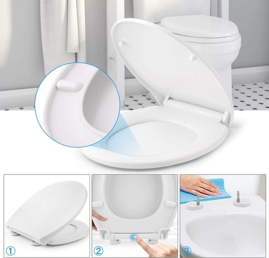 wc-bril Duroplast, toiletbril met softclosemechanisme en snelsluiting voor eenvoudige reiniging (440 x 375 x 54 mm)
