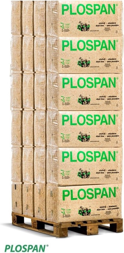 Plospan Classic Houtvezel, pallet a 24 stuks, gewicht ca.20kg, strooivolume ca.550 liter.