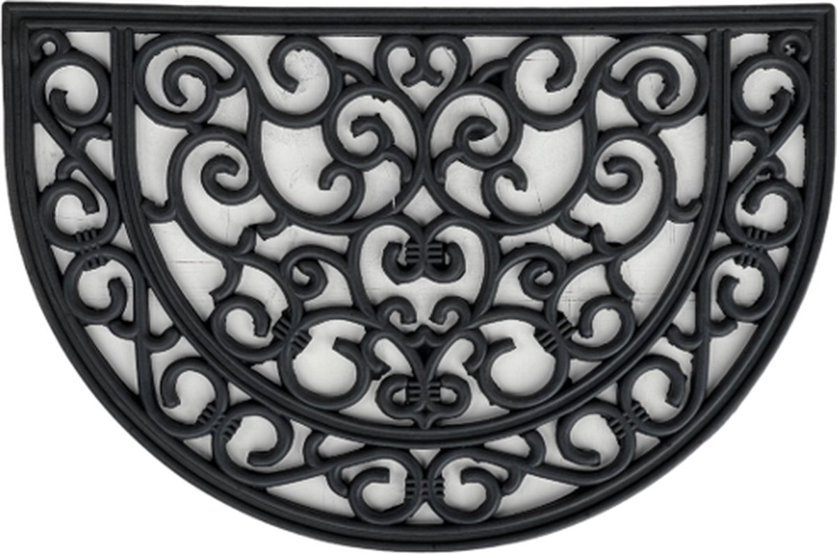 De Lange Trading Deurmat halfrond - 40x60 cm zwart