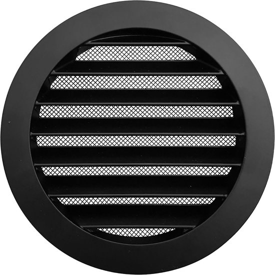 Grille à ailettes ronde aluminium 150mm noir