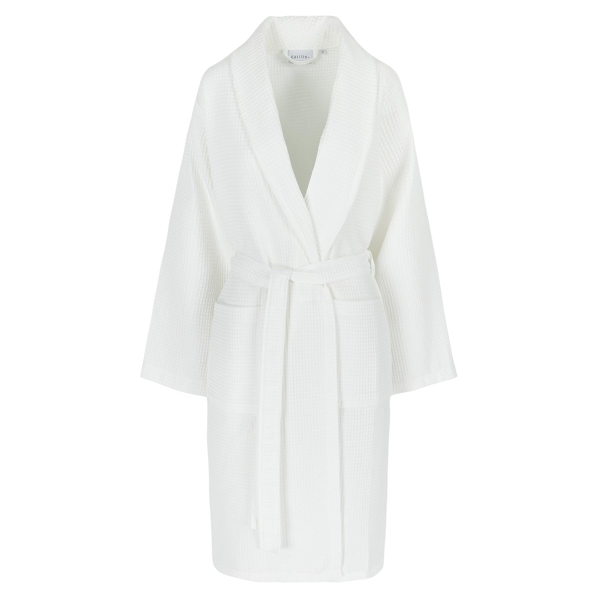 Casilin - Badjas voor Dames en Heren - Maat L - Sauna Wafelbadjas Voor Volwassen - Met riem - Katoen - Absorberend - Wasmachinebestendig - Wit