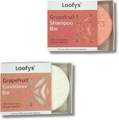 LOOFY'S - Voordeel DUO- 0% Plastic - Shampoo en Conditioner Voordeelverpakking - Alle haartypen - Shampoo Bar Grapefruit - [Grapefruit] - 100% Vegan - Loofys