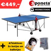 Sponeta® S1-43e Tafeltennistafel outdoor Bundel - Inclusief Batjes + Balletjes - Inclusief transparante afdekhoes -Inklapbaar - Verrijdbaar- Hoge kwaliteit - Buitentafel - 10 jaar garantie - LxBxH 274x152,5x76cm- Outdoor pingpong tafel