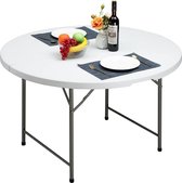 Klaptafel 122 cm - Ronde picknicktafel met handvat voor tuin barbecue catering feest - Buiten binnen - HollyHOME
