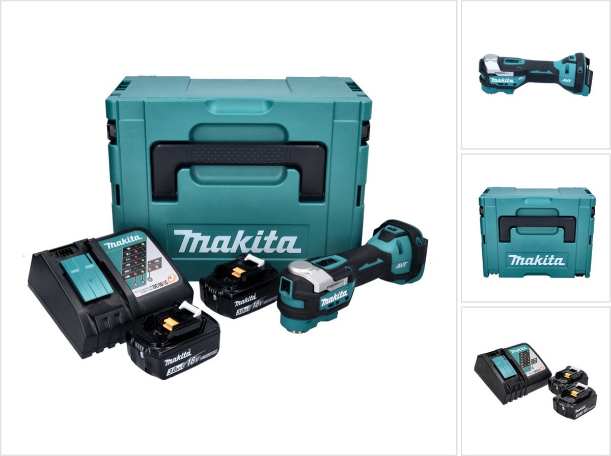 Makita DTM 52 RFJ accu multifunctioneel gereedschap 18 V Starlock Max Brushless + 2x accu 3,0 Ah + oplader + Makpac