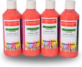 Uitwasbare Plakkaatverf Rood 250ml voor Kinderen en Volwassenen | Set van 4 Napjes | Extra Dekkend Niet-Giftig Waterbasis | Ideaal voor Papier en Hout | Perfect Hobbyverf Knutselspullen en Schilderspullen