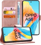 Hoesje geschikt voor Oppo A58 4G - Portemonnee Book Case Rosegoud
