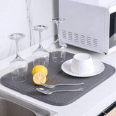 Microfiber afdruipmat, afdruipmat voor keuken, 44 x 36 cm, 2 stuks absorberende afdruipmatten, spoelbak en servies, droogmat, tafelonderlegger (grijs)
