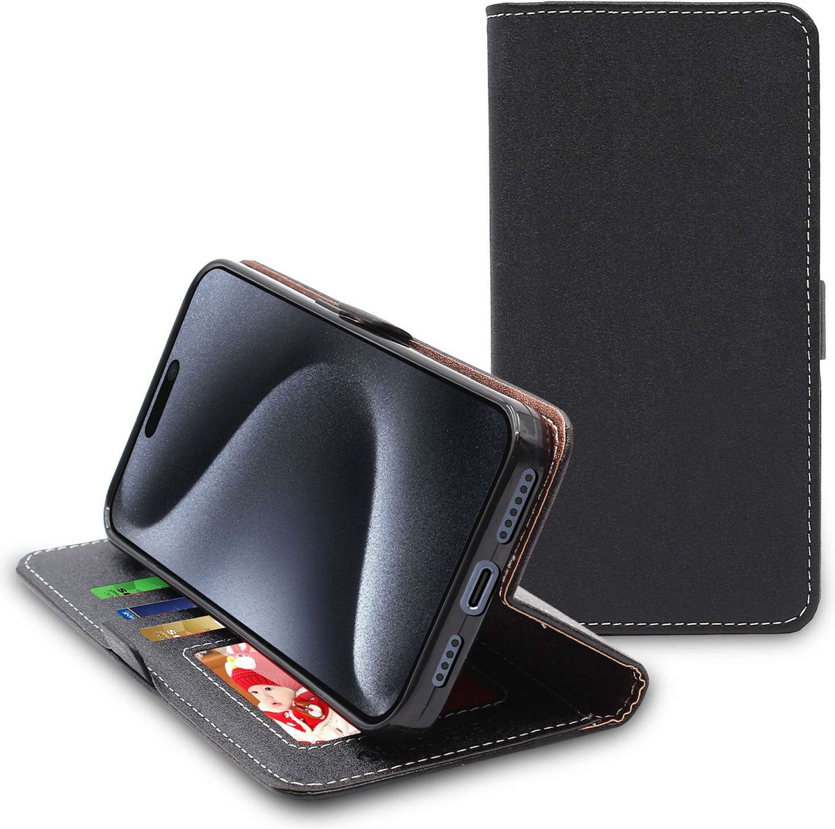 ebestStar - Hoes geschikt voor iPhone 15 Pro Max Apple, Wallet Etui, Book case hoesje, Zwart